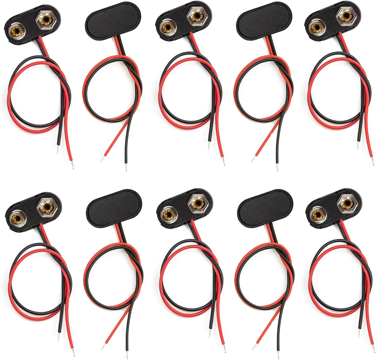 California JOS 3 PCS 9V Battery Connector, 9 Volt Buckle Connector Hard Plastic Shell Used in Student Experiment or Other Equipment with Battery (T-Type)
