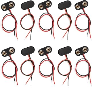 9V Battery Connector 10 PCS T-Type 9 Volt Buckle Connector Hard Plastic Shell Used in Student Experiment or Other Equipment with Battery (T-Type)