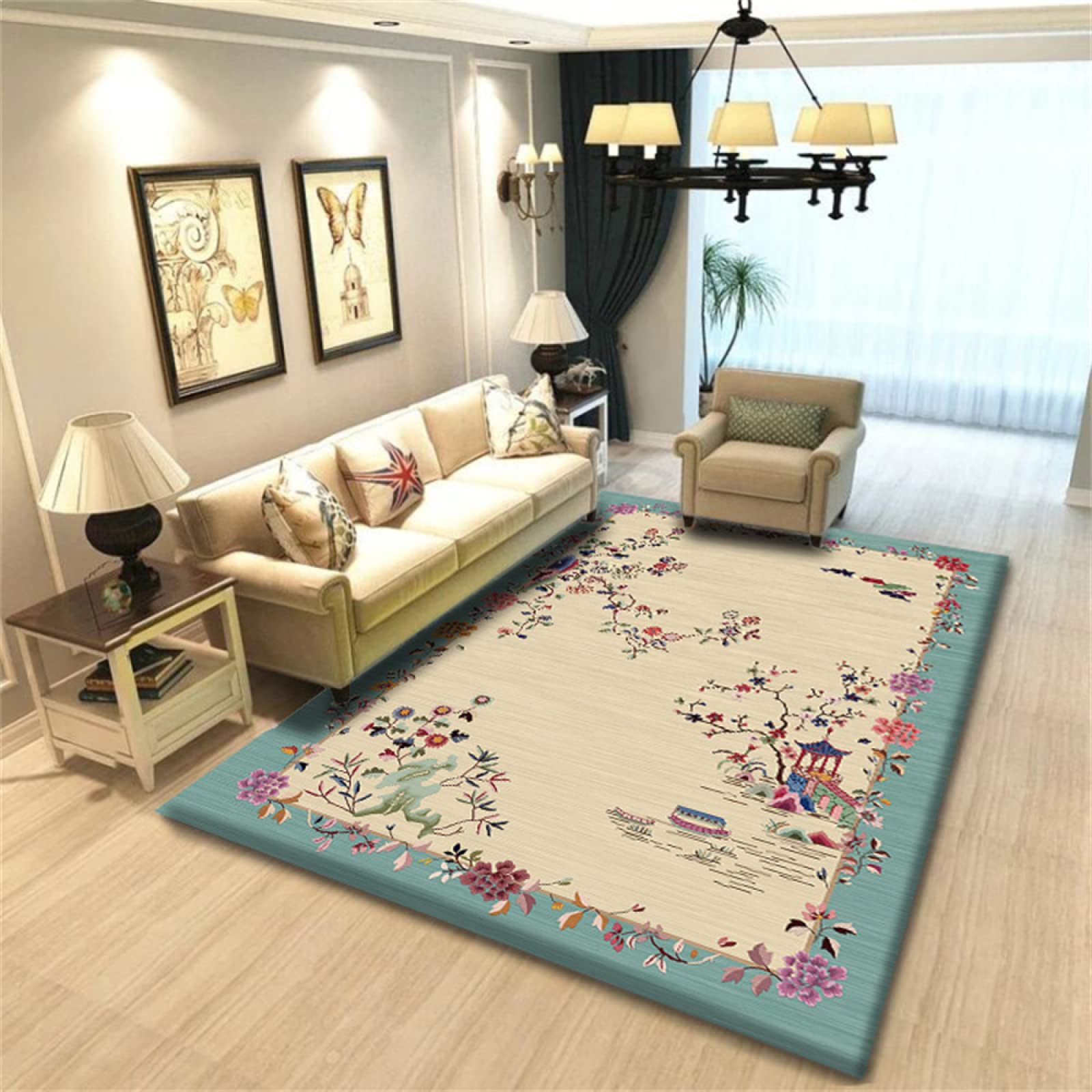 Tapis de salon jaune 80x160cm moelleux pour table basse et chambre