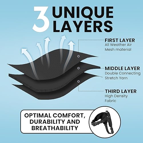 Miniatura 4 de Arnés ajustable reflectante para perro con asa evita tirones, M, Negro