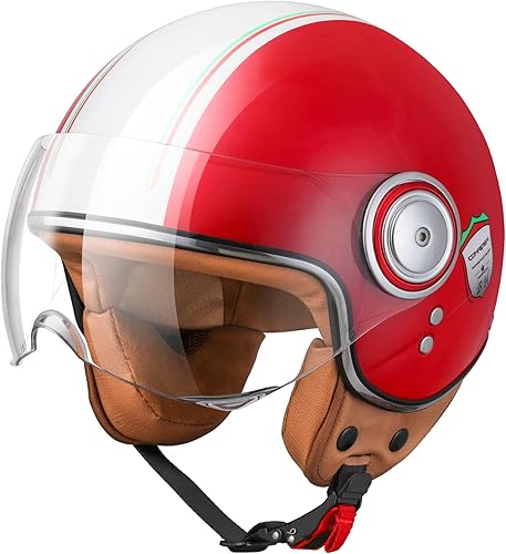 Casco de motocicleta de cara abierta para adultos, casco de cara media para motoneta para hombres, casco retro 34 Vespa, casco de motocicleta