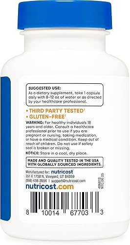 Miniatura 4 de Nutricost Zinc Carnosina 86 mg, 120 cápsulas - Sin OMG, sin gluten, suplemento de zinc L-Carnosina