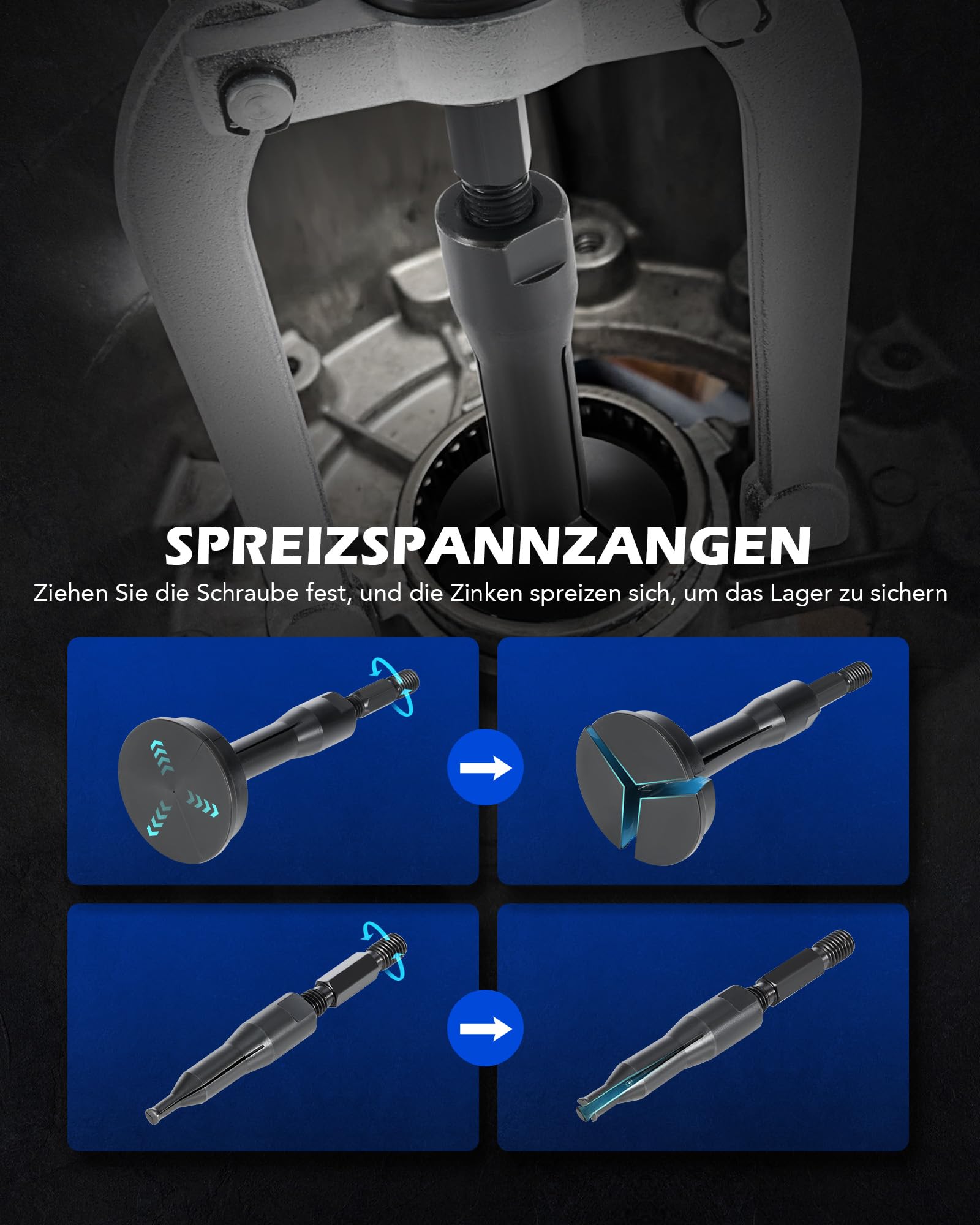 Orion Motor Tech Innenlager Abzieher Set 16-teilig, Lagerabzieher Innen mit Gleithammer und Abziehvorrichtung, Innenabzieher Kit für Kugellager und Buchsen (6 mm bis 59 mm)