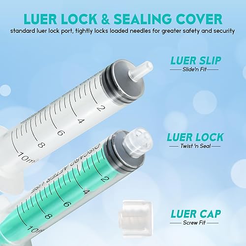 Miniatura 6 de SHAOTONG Jeringas Luer Lock de 0.3 fl ozcc con tapa sin aguja, estériles, envueltas individualmente, paquete de 20
