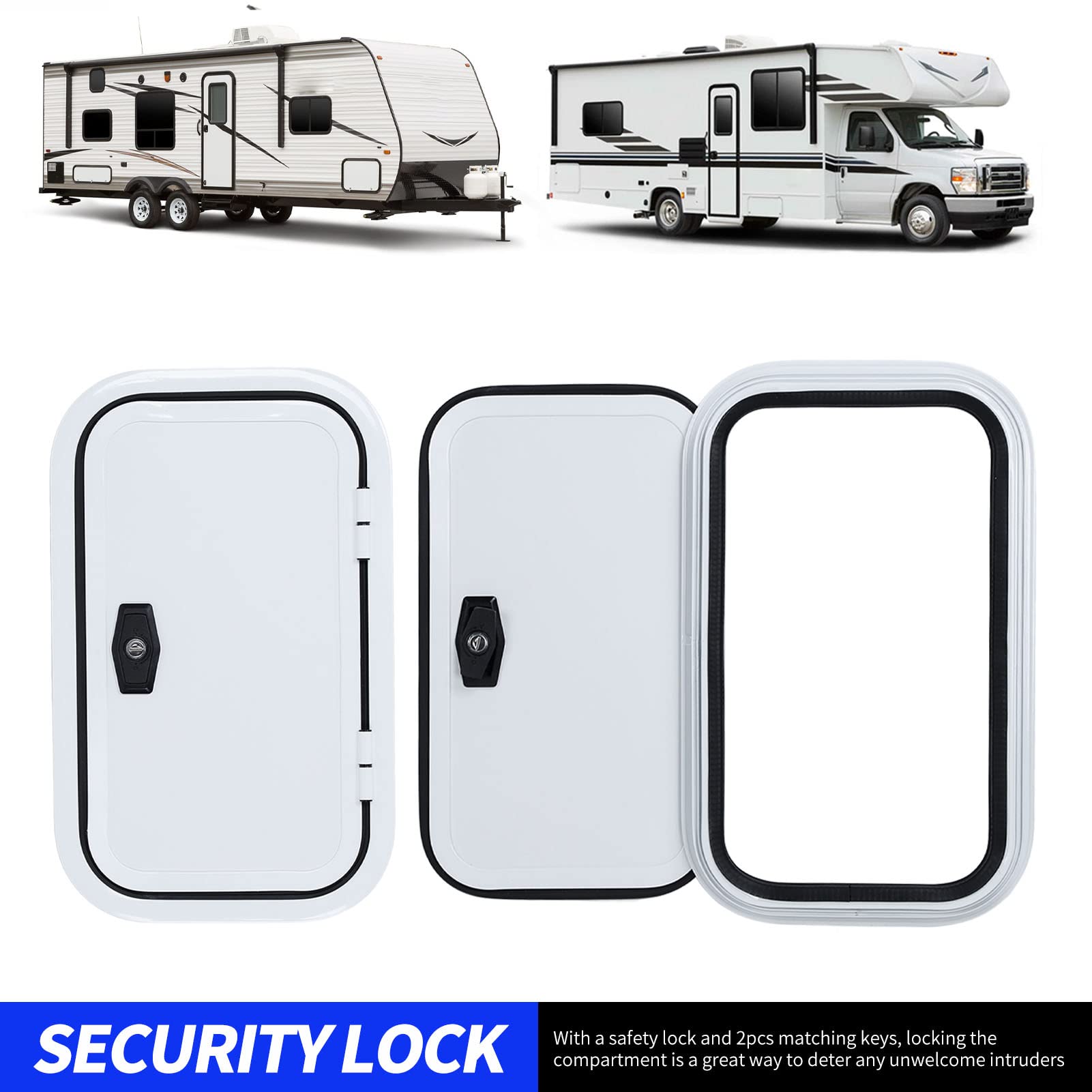 Puerta de Acceso para Vehículos Recreativos, Puerta de Alenamiento de Equipaje de Esquina Redondeada con Sellado H500 W400mm para Autocaravana