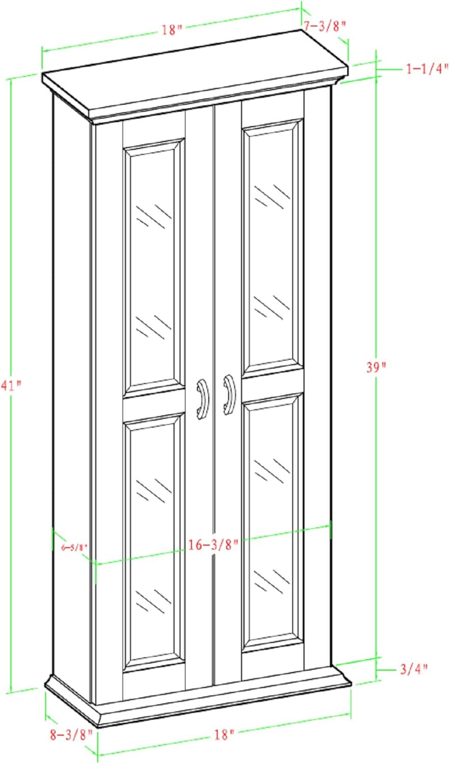 Walker Edison 4 Tier Shelf Living Room Storage Tall Bookshelf Cabinet Doors Home Office Tower Media Organizer, 41 Inch, Grey : Home & Kitchen