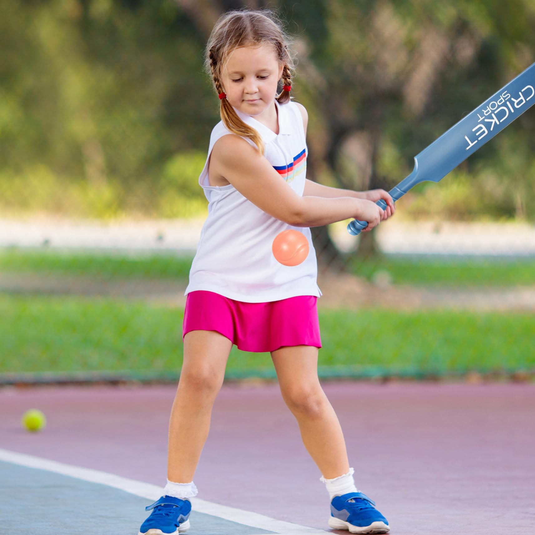 Cricket-Set für Kinder, Cricket-Kit mit ABS-Cricketschläger, Stümpfen, 2 Bällen, Eltern-Kind-Interaktionsspiel für Garten, Strand, Zuhause, Ausrüstung für Kinder ab 3 Jahren, Cric