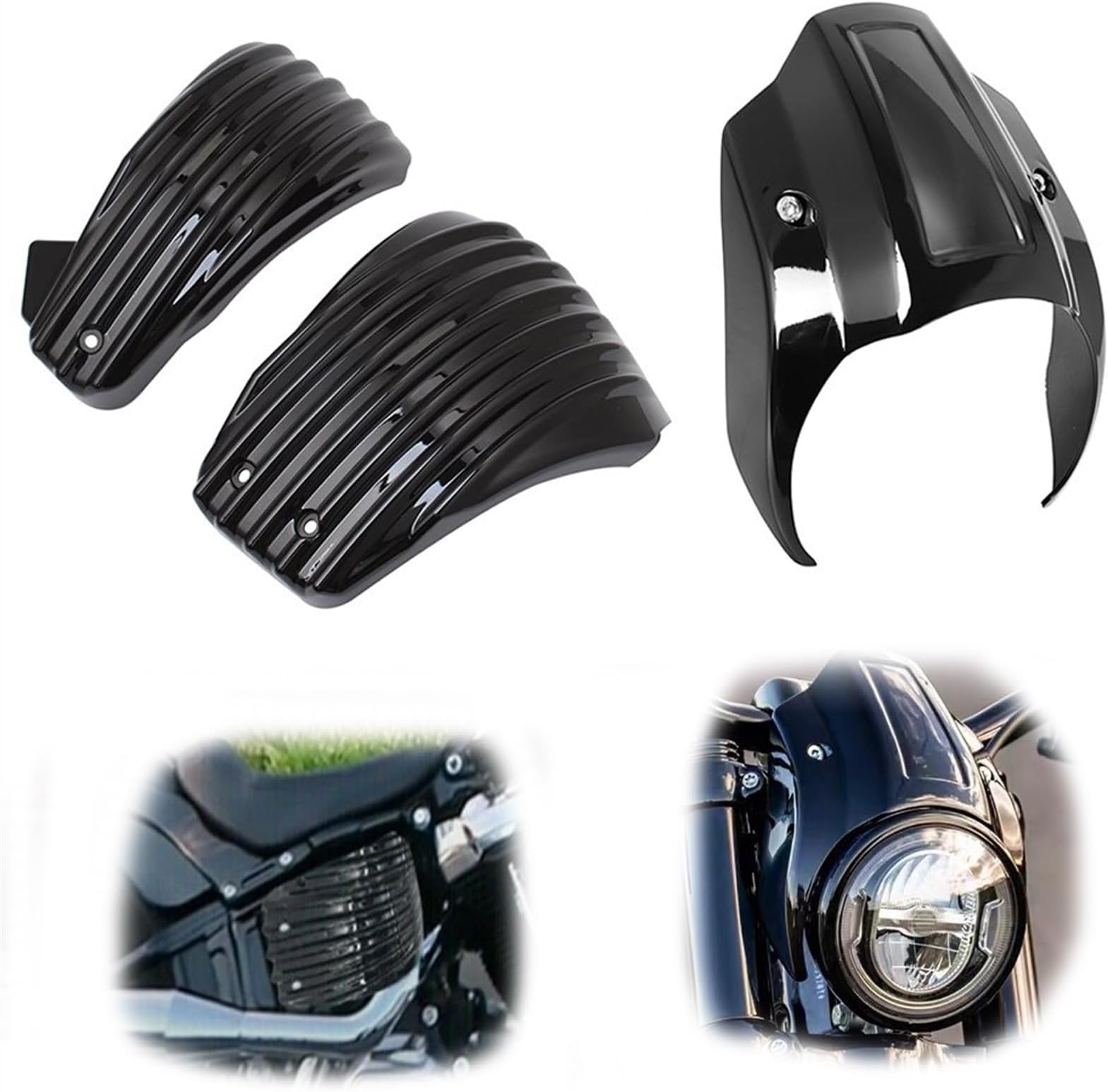 Motorcycle part Motorcycle Gloss Black Front Mask Headlight Fairing&Battery Side Covers For Harley Softail Street Bob FXBB FXBBS 2018-2021 2020 2019