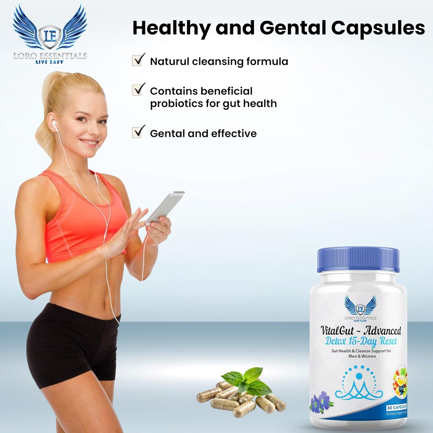 VitalGut Advanced Gut and Colon Cleanse Detox for Women & Men,15-Day Reset Gut Health Support,Whit Senna, cascara Sagrada and Psyllium Husk-Non GMO 30 Capsules - Image 7