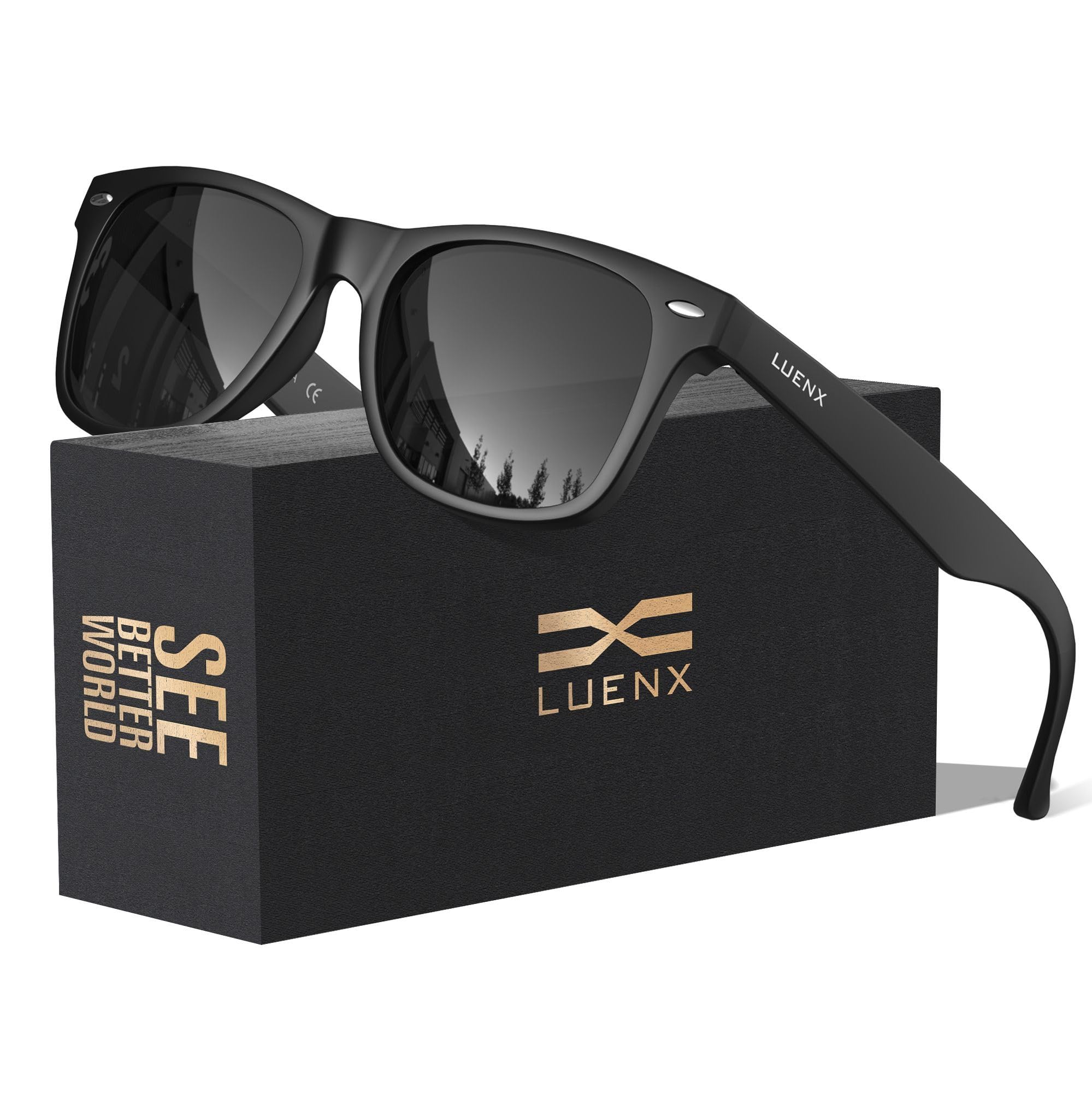 LUENX Polarized Sunglasses for Men Women Square Frame - UV 400 Protection 54MM