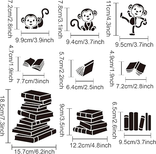 Miniatura 3 de MAYJOYDIY Plantillas de libro de mono, combinación de plantillas de mono de animales, 20 patrones, 11.8 x 11.8 pulgadas, material PET lavable para
