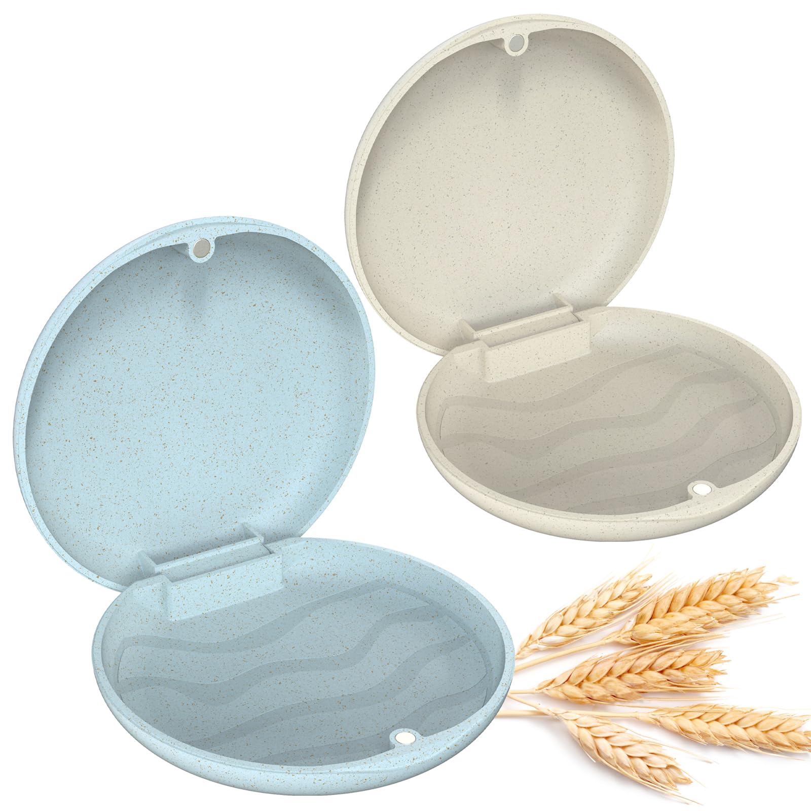 Ralegy 2 Pack Retainer Case, Slim Aligner Case, Night Guard and Mouth Guard, Premium Retainer Case, Retainer Mouth Guards Travel Case (Ivory+Blue)