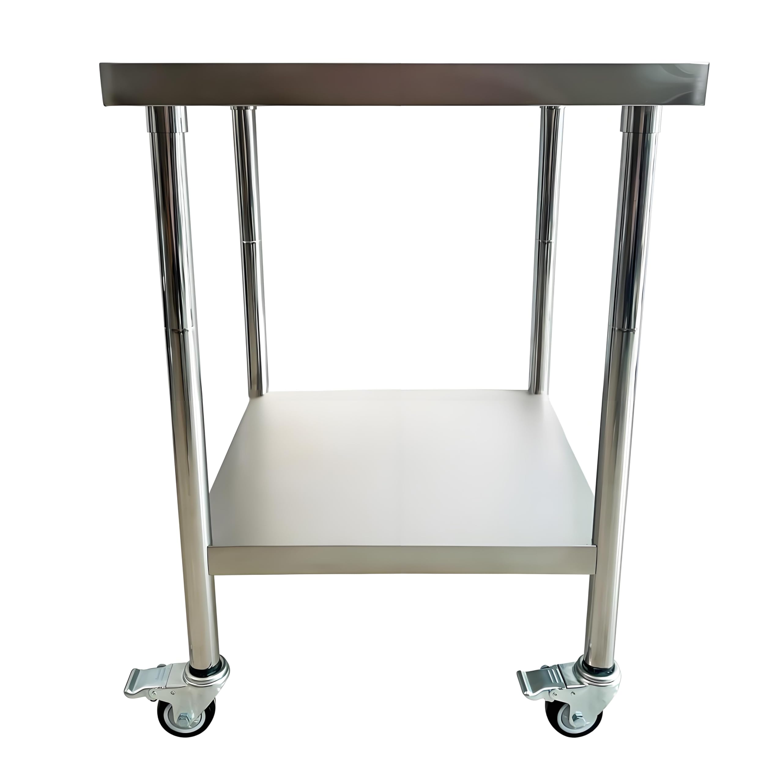 Edelstahl Küche Arbeitstisch 61x60cm - 4 Stück Lenkrollen mit Bremsen - Gastronomie Tisch bis 300kg belastbar - Profi Gastro Edelstahltisch Küchentisch für Restaurant Küche Bar Hotel Garage