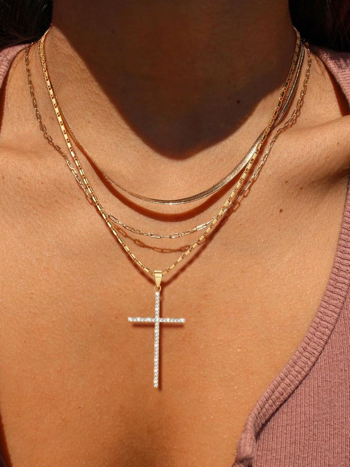 U7 Cross Necklace for Women,Silver/14K Gold Large or Small Cross Necklaces with CZ Diamond,Faith Birthday/Christmas Gift for Her Women Mother Daughter Grandmother - Image 9