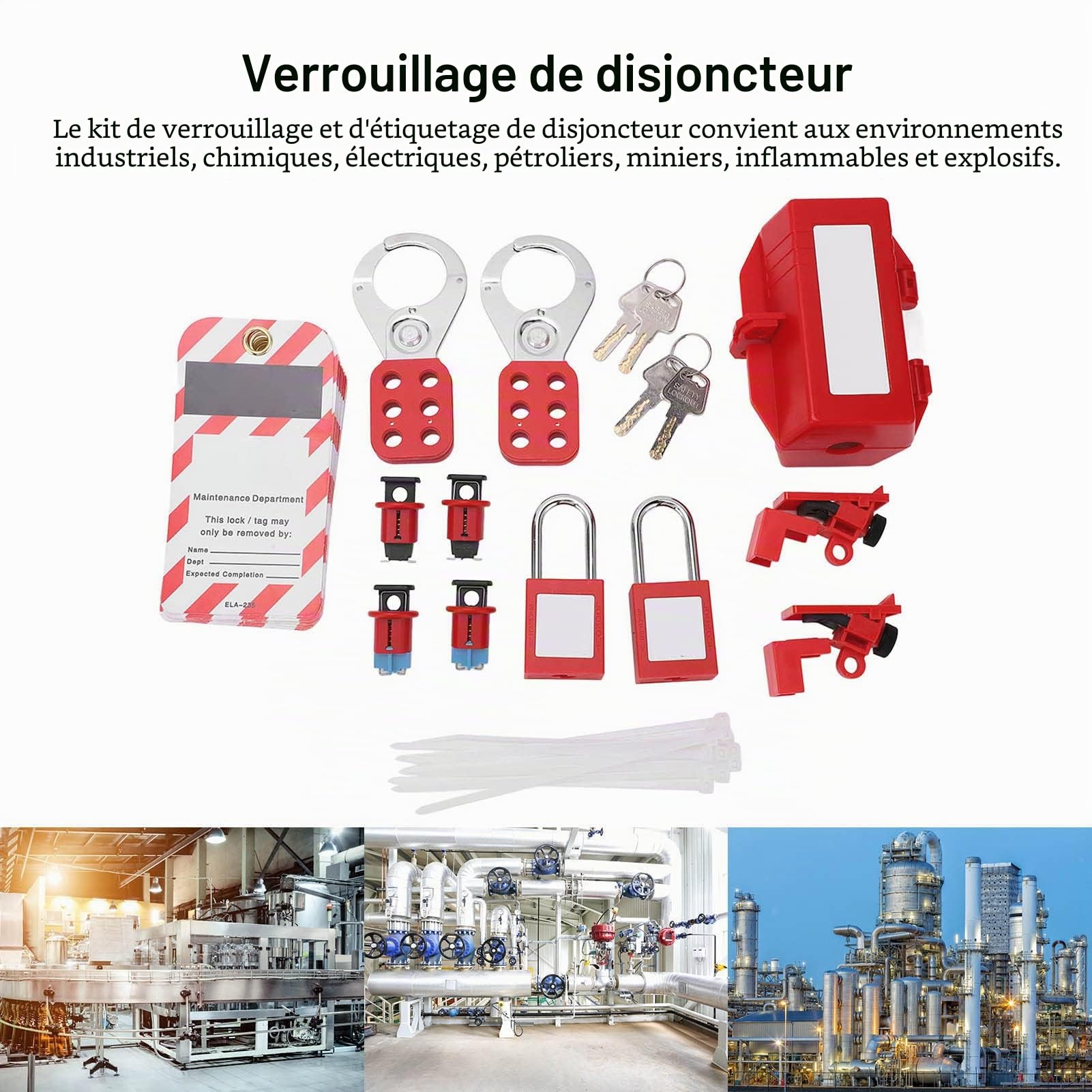 Kit de Verrouillage Électrique Professionnel,2026 VERSION AMÉLIORÉE Kit De Verrouillage,Cadenas De Verrouillage De Sécurité, Kit De Disjoncteur électrique,Pour Disjoncteurs et Énergie Industrielle