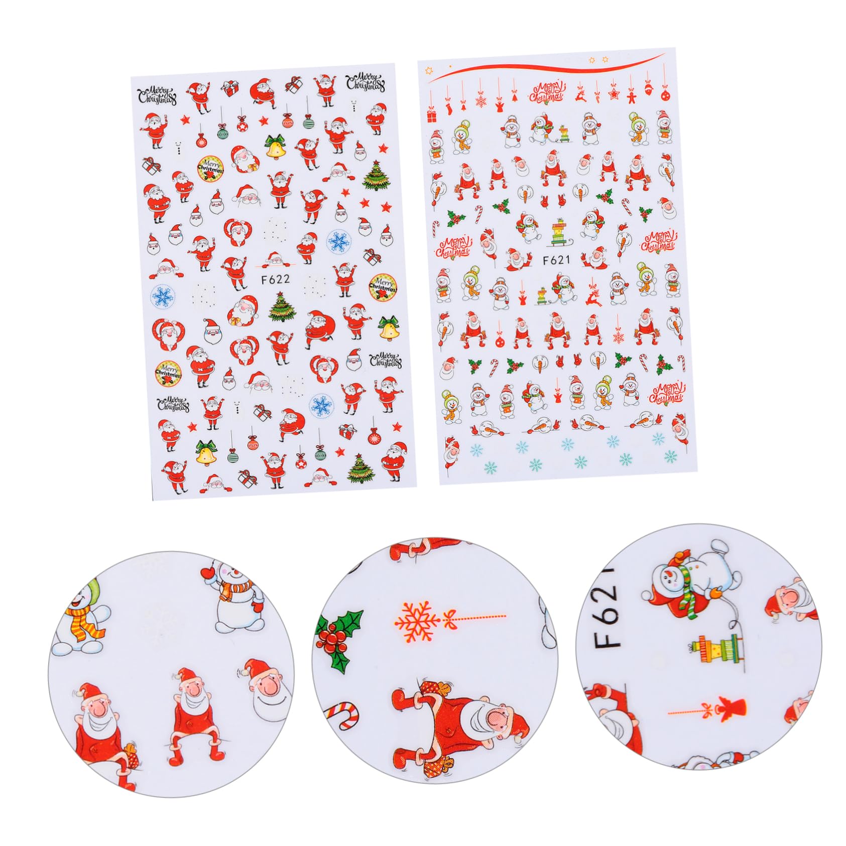 Healeved 18fogli Adesivi Natale Per Unghie Di Sticker Autoadesivi Per Decorazioni Con Tema Santa Claus Facili Da Applicare Design e Resistente Perfetti Per Nail Art Festiva