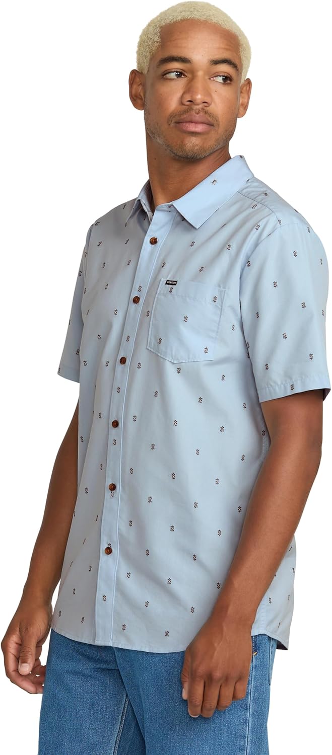 Volcom Men's Bankstone Shortsleeve Printed Woven Shirt - Lightweight Button-up, Soft Cotton Blend, Casual Fit for Summer - Image 7