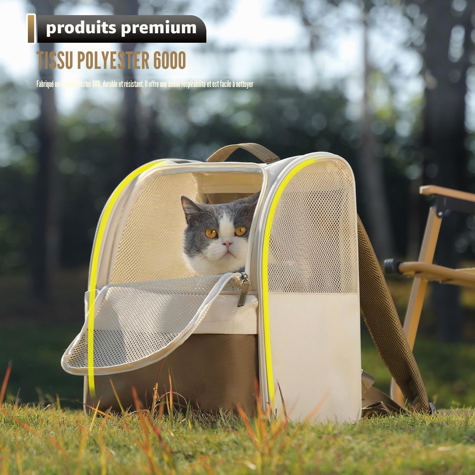 Sac à dos pliable pour chat - Boîte de transport pour chat et chat - Sac à dos portable avec fenêtre en maille - Aéré - Léger - Facile à transporter - Capacité de 15 kg