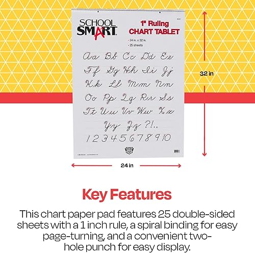 Miniatura 4 de School Smart - 85325 Tableta Gráfico, 24 x 32 pulgadas, sin rayas, 25 hojas, color blanco