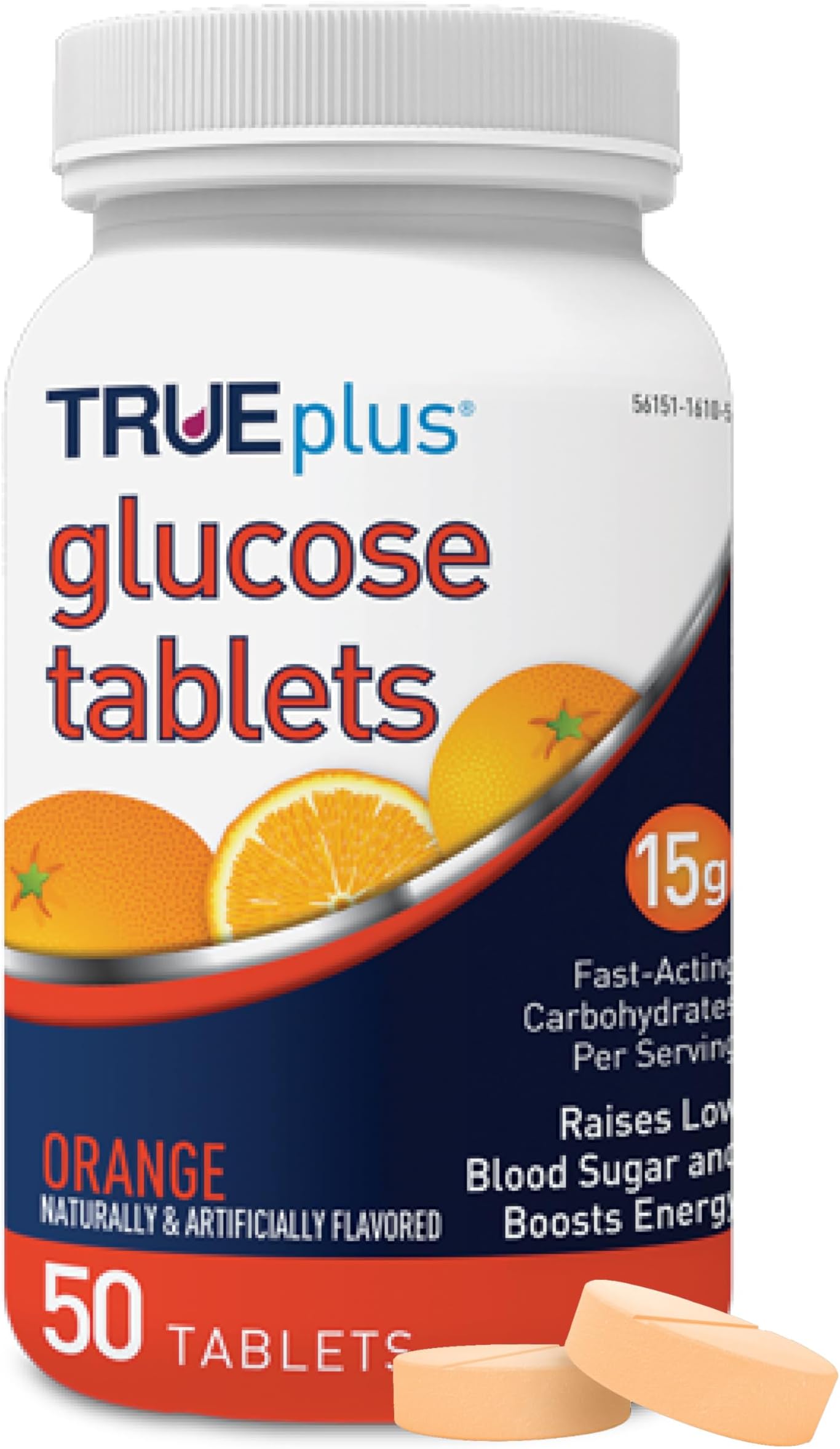 TRUEplus® Glucose Tablets, Orange Flavor - 50ct Bottle - 6 Pack