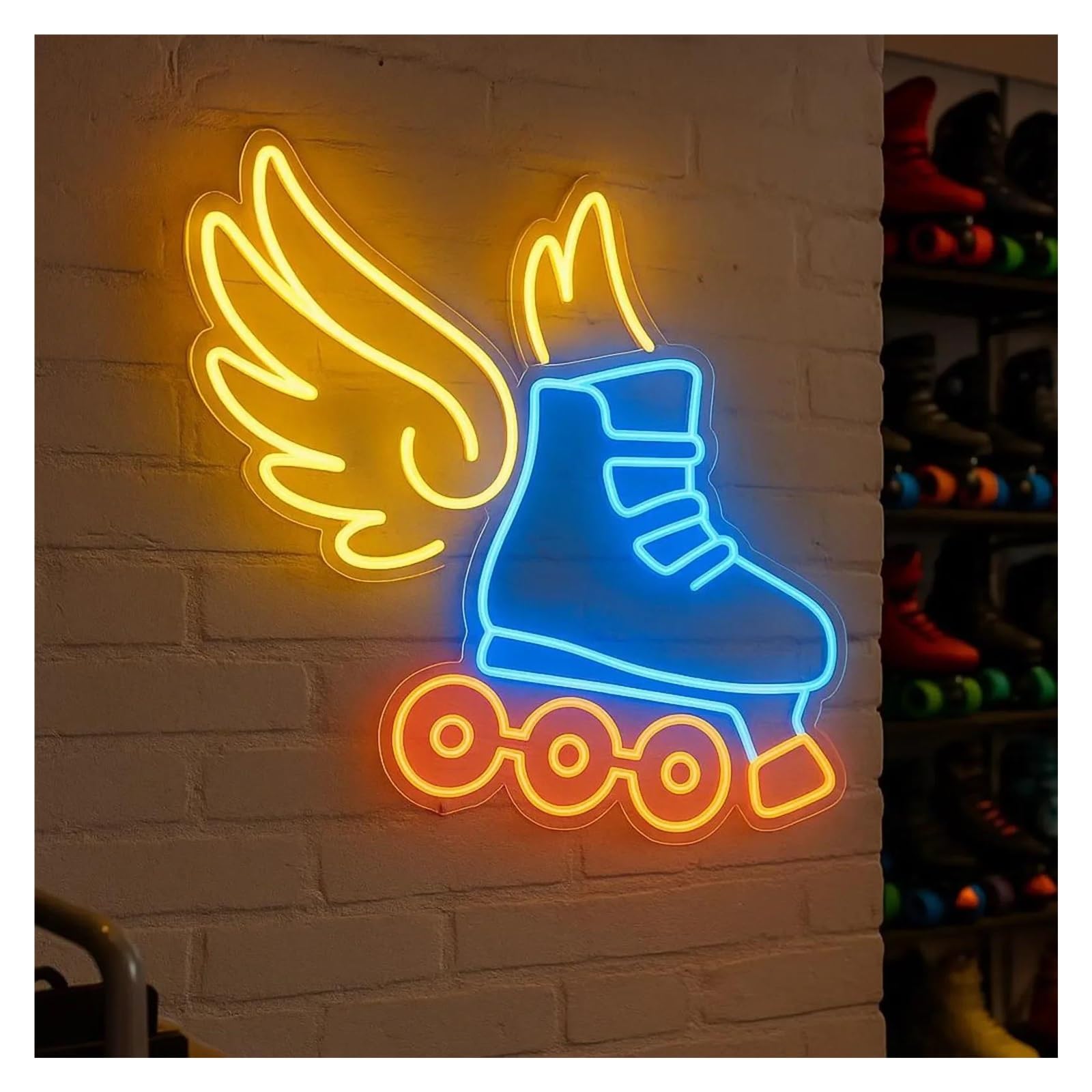 Decoración Lámparas Letrero De Neón De Patines Sobre Ruedas Para Negocios, Estilo Deportivo Extremo De Los 80, Decoración De Habitaciones, Regulable, 50cm