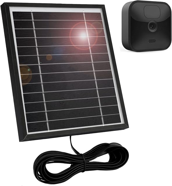 Updated Version Uogw 3.5W Solar Panel Charge Compatible with Blink Outdoor(3rd Gen)/Blink XT/XT2 Outdoor Camera,with Internal 2500mAh Rechargeable Battery, Weather-Resistant Aluminium Alloy - Black