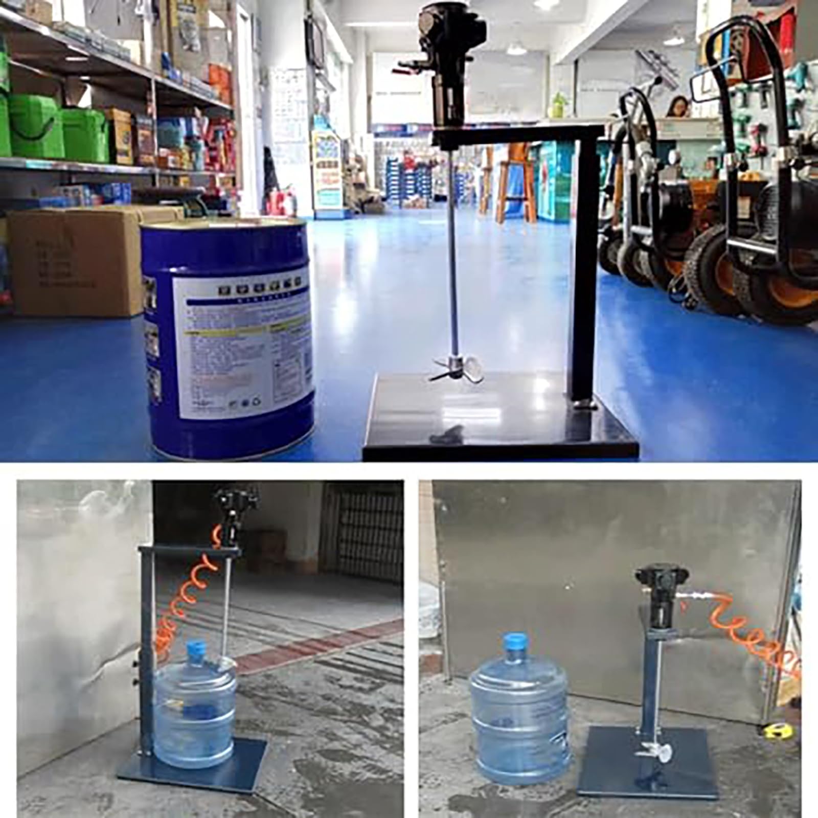 Mezclador de pintura neumático portátil, agitador automático de acero inoxidable, agitador de revestimiento de elevación para pintura, pegamento, mezcla de líquidos industriales