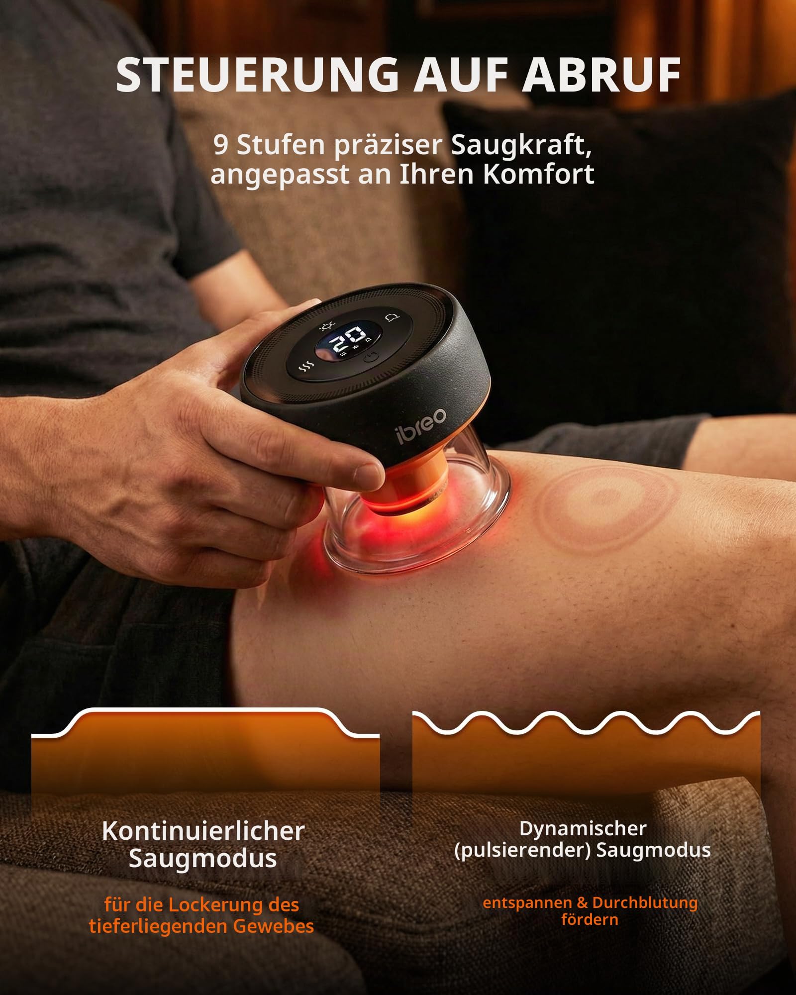 Pulse Pro Smart Schröpftherapie-Massagegerät mit Wärme, Rotlichttherapie, dynamische Saugkraft, Druckentlastung mit einem Knopf zur Schmerzlinderung, Muskelkater, Durchblutung und straffere Haut