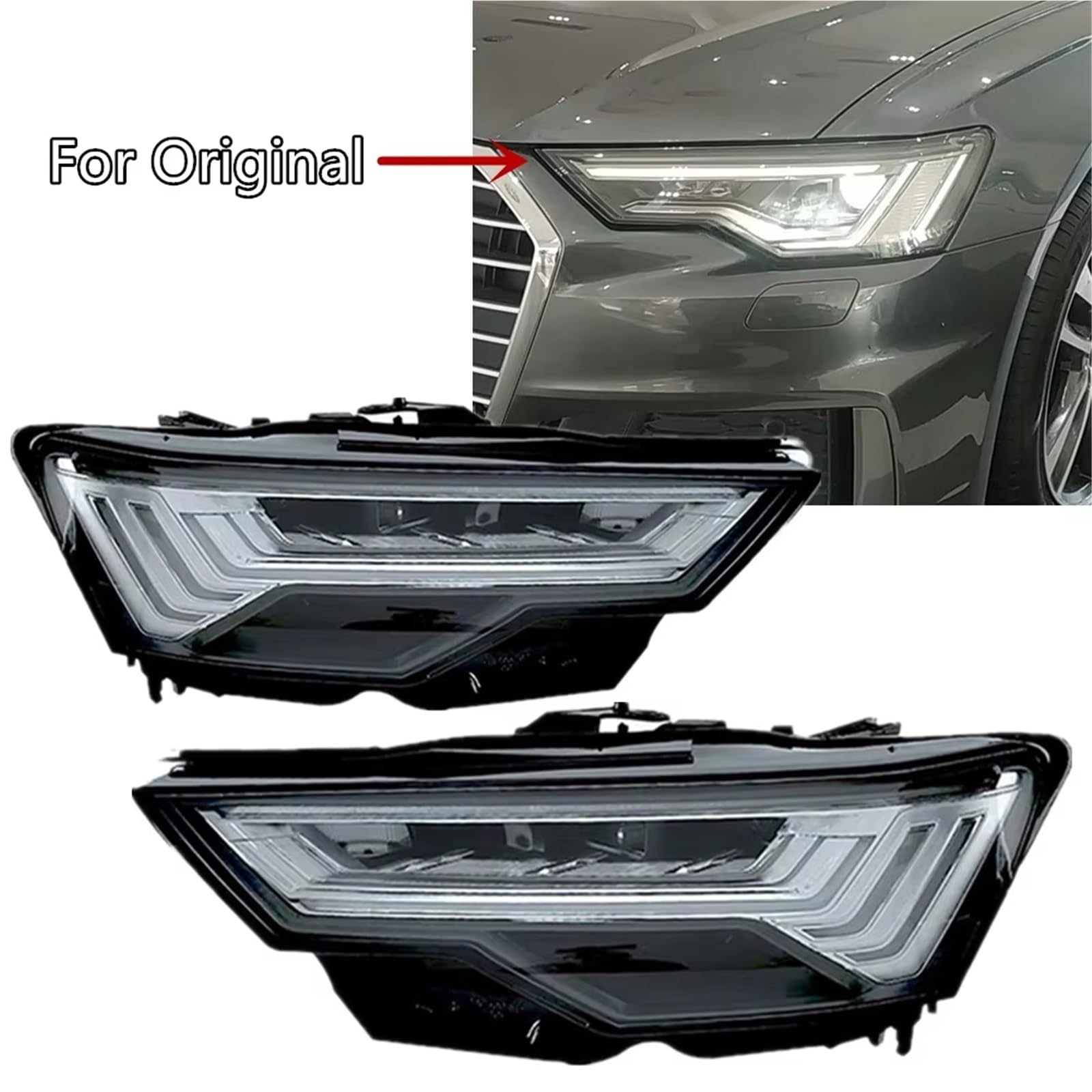 Gruppo Faro per Auto per A6 2019-2023 Aggiornamento fari C8 Configurazione Faro Elevata Luci Anteriori per Auto