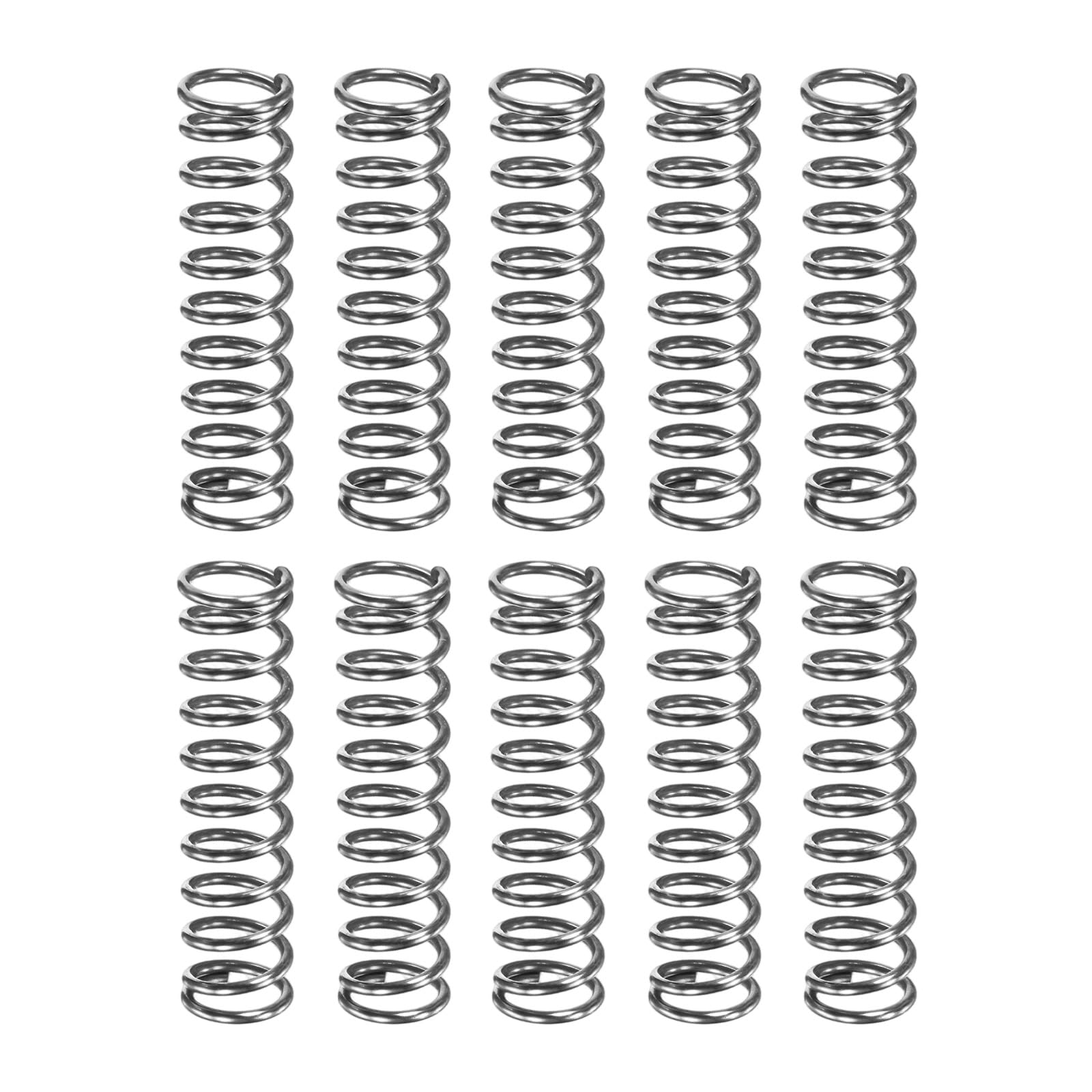 M METERXITY 10-Pack Compression Springs, 40mm Length 10mm OD 304 Stainless Steel Pruner Replacement Springs for Garden Tool/DIY/Mechanical Repair Replacement [Silver Tone, 1.2mm Wire Size] — image 1