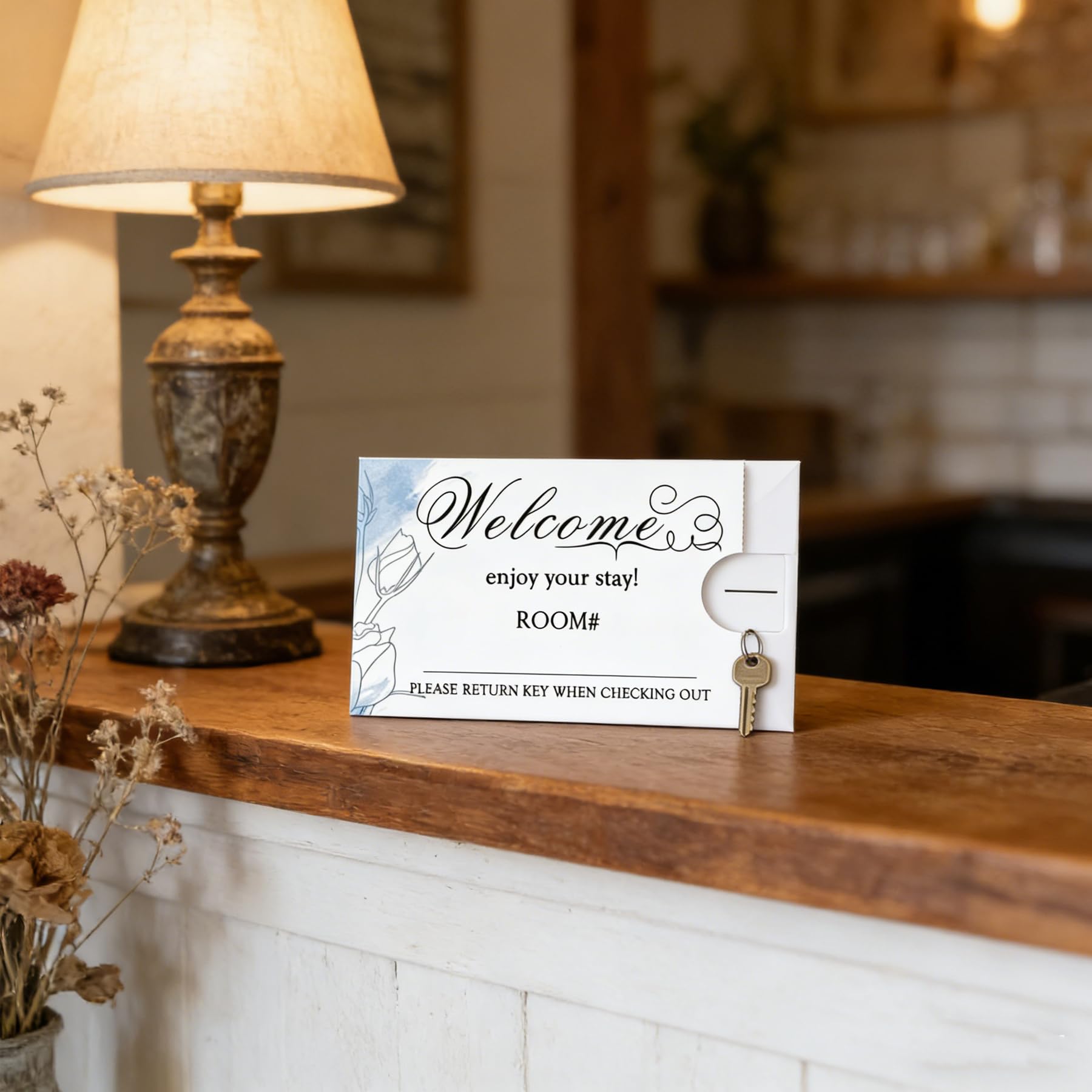 300 Pcs Hotel Key Card Envelopes Delicate Flower Key Card Holder Sleeves Keycard Envelope Welcome Guests Enjoy Your Stay Key Cover for Hotel3.5x2.36 Inch - Image 3