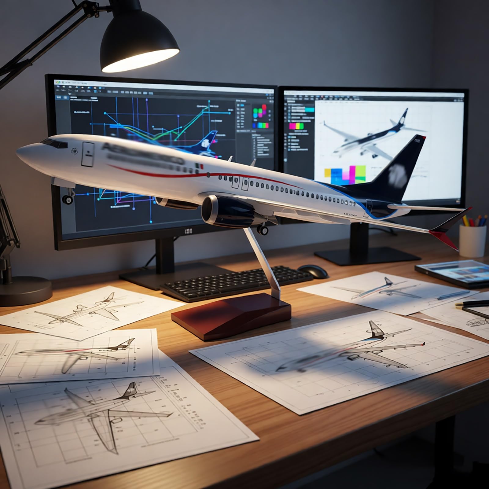 Modello aereo B737 max in scala 1:85 con ruote controllo vocale Espositore Aereo collezione ad alto realismo for casa, decorazione dell'ufficio, regalo perfetto for gli appassionati
