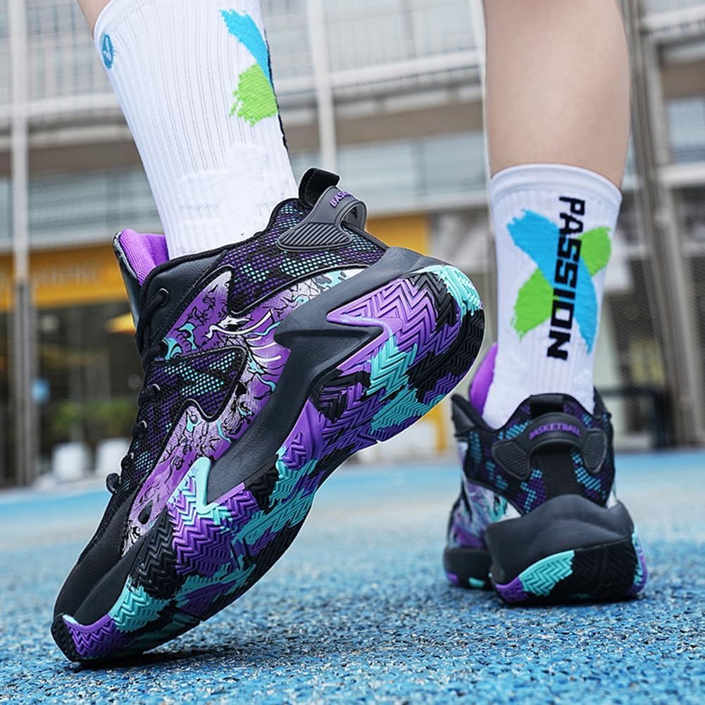 WILTENA Womens Mesh Breathable Basketball Shoes Mens Anti Slip Sneakers Unisex Fashion Running Sneakers Colorful Painting Sports Shoes