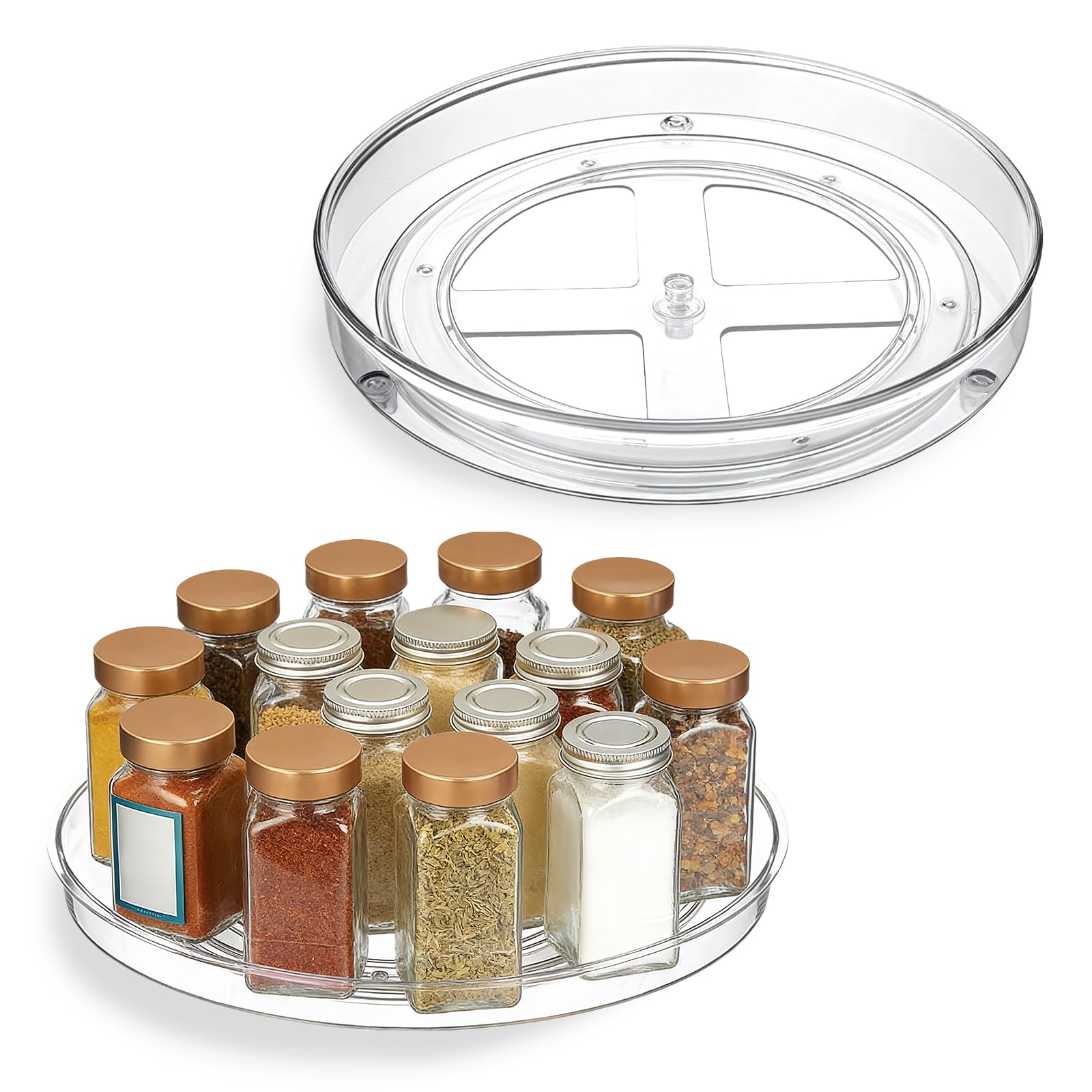 2Pack - Lazy Susan Turntable Cupboard Organiser, Rotating Storage Organizer, Rotating spice rack Fridge turntable organiser, for Kitchen, Fridge, Pantry Cabinet, Refrigerator, Dressing table