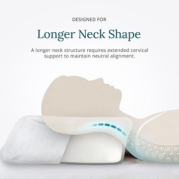 Kanuda Andante - Gentle, Extended Cervical Pillow for Neck Pain Relief, Premium Memory Foam Neck Pillow for Back Sleepers, Orthopedic Contour Pillow for Longer Necks, Designed by a Physical Therapist