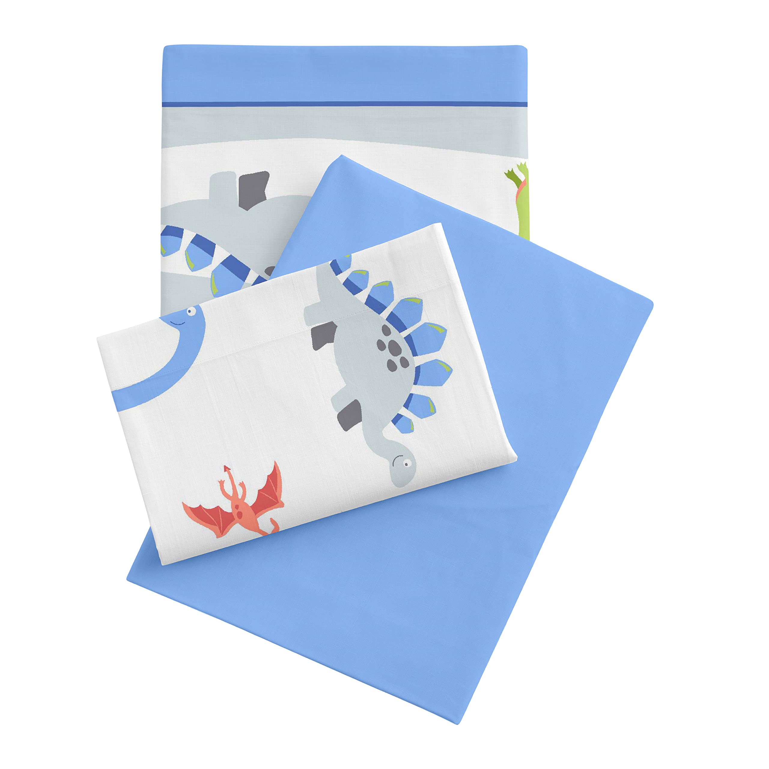 Degrees Home - Jurasic - Sabanas Infantiles de 105x190 - Juego de Sabanas Infantil de 105x190 - Sabanas 50% Algodón 50% Poliéster - 3 Piezas - Azul, SGJ0105A