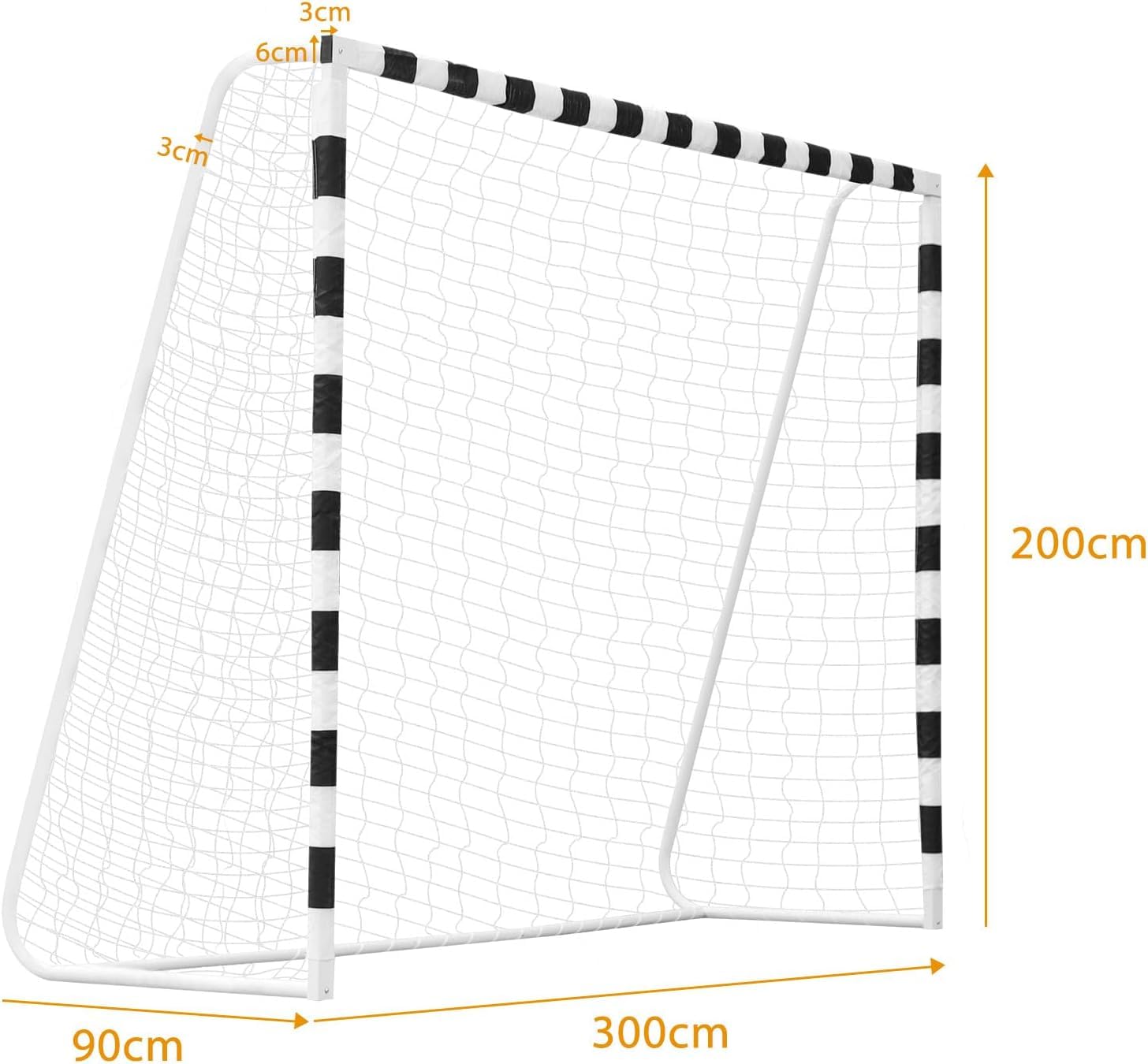 3m x 2m Futsal-Fußballtor | Standardgröße für Garten & Kleinfeld | Extrem stabiles Fußballtor mit Schnellaufbau-System | Wetterfestes 2mm HDPE-Netz