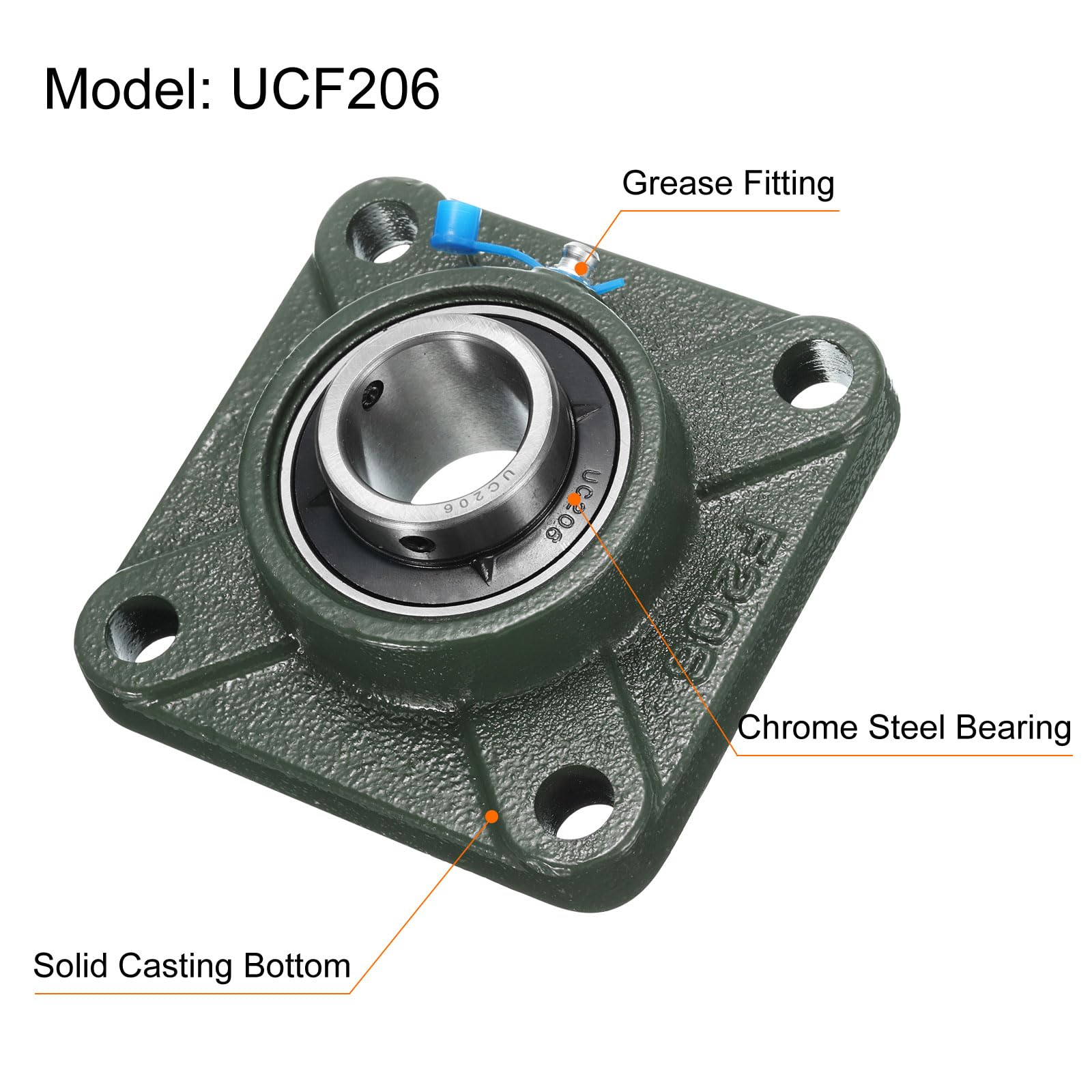 Paliers à Semelle UCF206 – Alésage 30 Mm – Auto-Alignant – Fonte + Billes Acier Chromé – Lot De 2