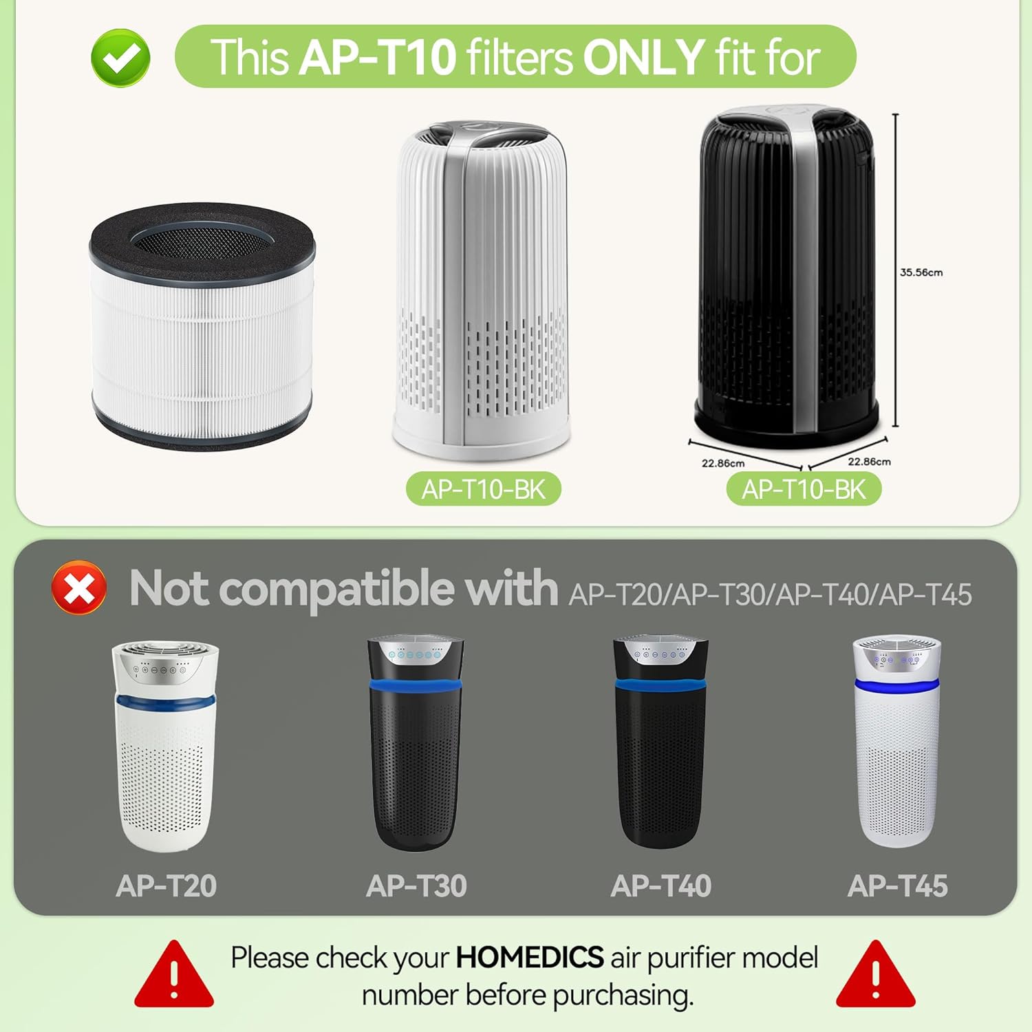 AP-T10FL Filter Replacement Fit for Homedics Compatible with HoMedics TotalClean Air Purifier Models AP-T10-BK and AP-T10-WT 3-in-1 HEPA Filter AP-T10 for Micro Airborne Particles - Image 2