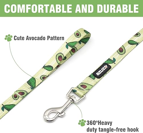 Miniatura 3 de Azuza - Juego de collar y correa para perro, diseño de estampado, collar de nailon ajustable con correa a juego para perros pequeños, medianos y