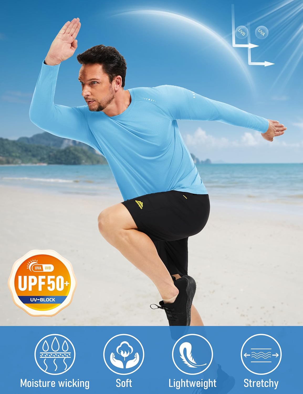 MAGCOMSEN Men's Long Sleeve Shirts UPF 50+ Sun Protection UV Shirt Dry Fit T-Shirts for Hiking Running Athletic - Image 3