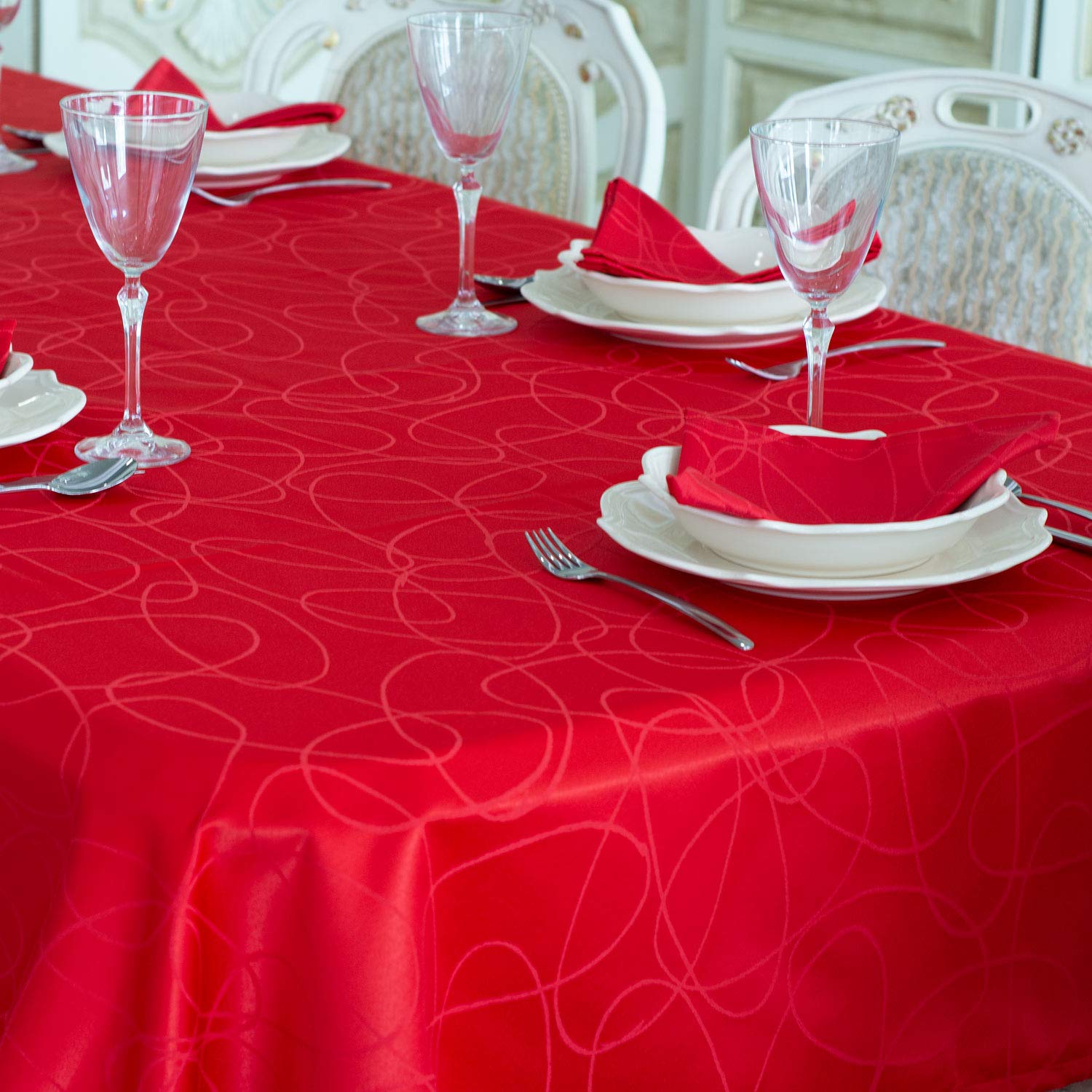 BGEUROPE Tovaglia - Antimacchia - Rosso - Ref. Lines - 150cm x 350cm