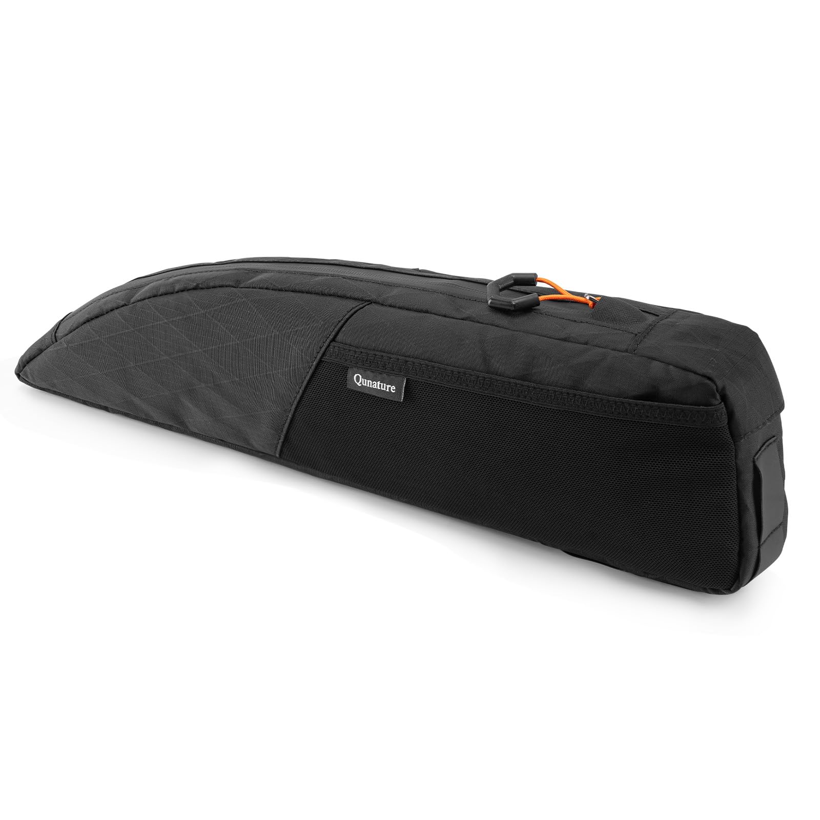 Qunature Bike Top Tube Bag, Frame-Mounted Bag with Exterior Pocket, Lightweight & Stable Triangle Storage Pouch for Road Bikes & MTB, Black