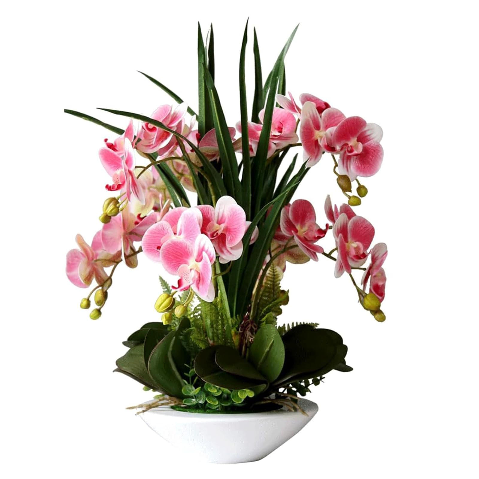 DFGHNBVC Artificial Orchid Artificial Flower Pu Orchids Artificial 7 Branches Artificial Phalaenopsis Flowers With Vase Fake Floral 50Cm Faux Orchids Very Natural.Pink
