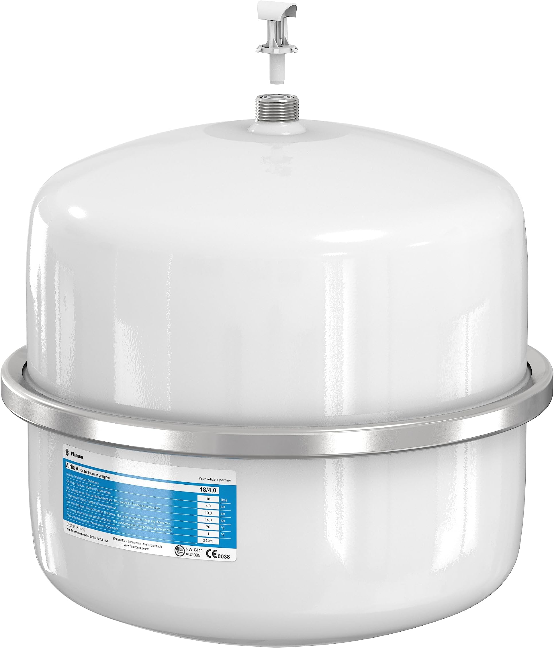 Flamco24559 Airfix A 25 l / 4 Bar Vessel Expansion Tank for Service Water Systems White