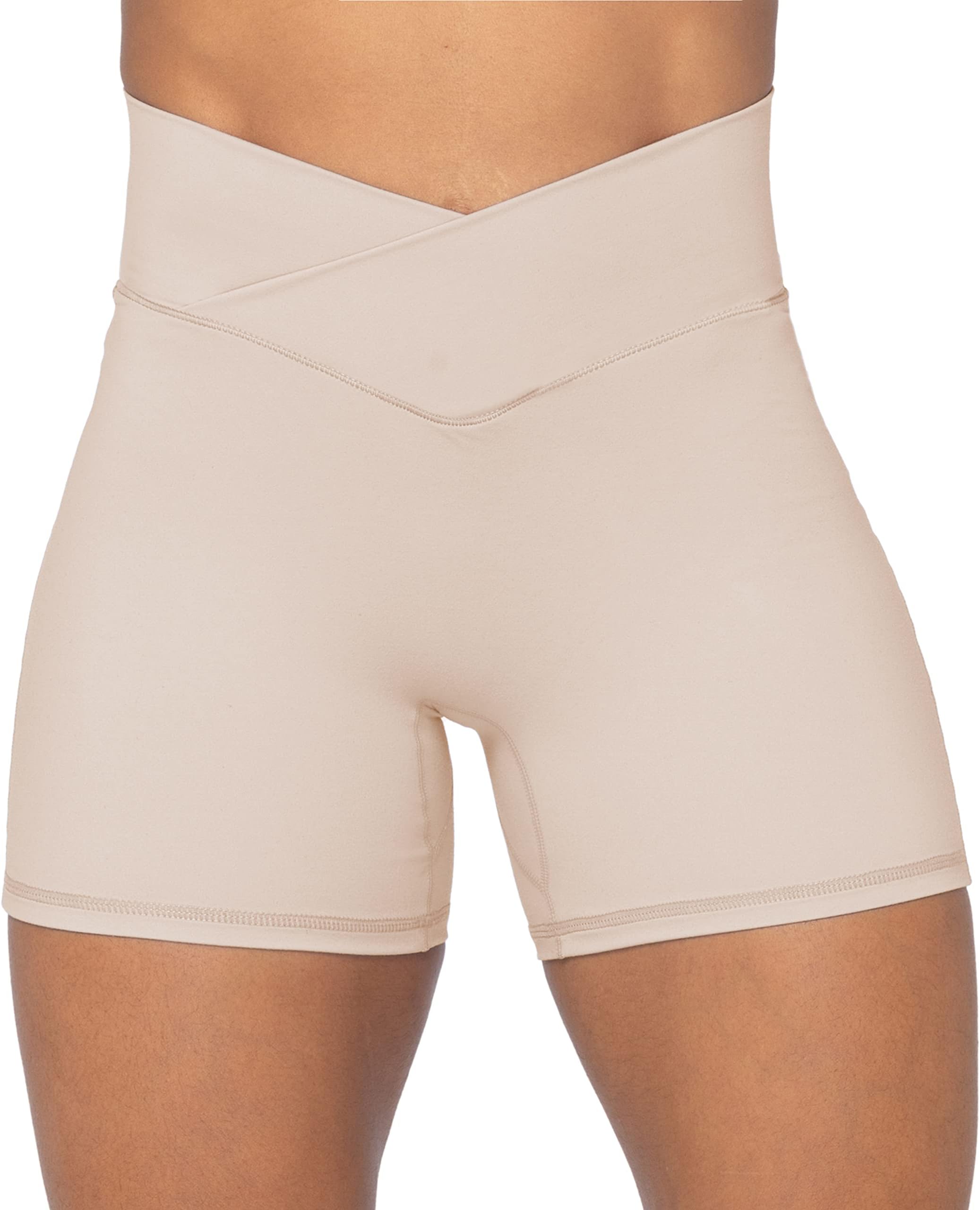 SunzelNo Front Seam Biker Shorts for Women with Pockets, Yoga Workout Gym Bike Shorts 4"