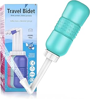 Bidet 450ML, Perineal Bottle Postpartum Essentials with 2 Nozzle, Portable Travel Bidet for Toilet UK, Handheld Bidet Attachment Sprayer for Women Baby Green Shower