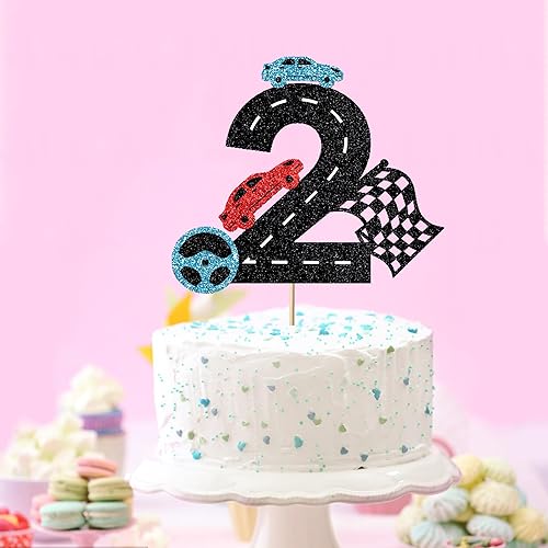 Miniatura 5 de Decoración para pastel de 2º cumpleaños de carreras, decoración de pastel de segundo cumpleaños, decoración de feliz cumpleaños, decoración de feliz