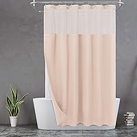 Vista 43 de N&Y HOME - Juego de cortina de ducha de punto gofrado con forro y ganchos lino