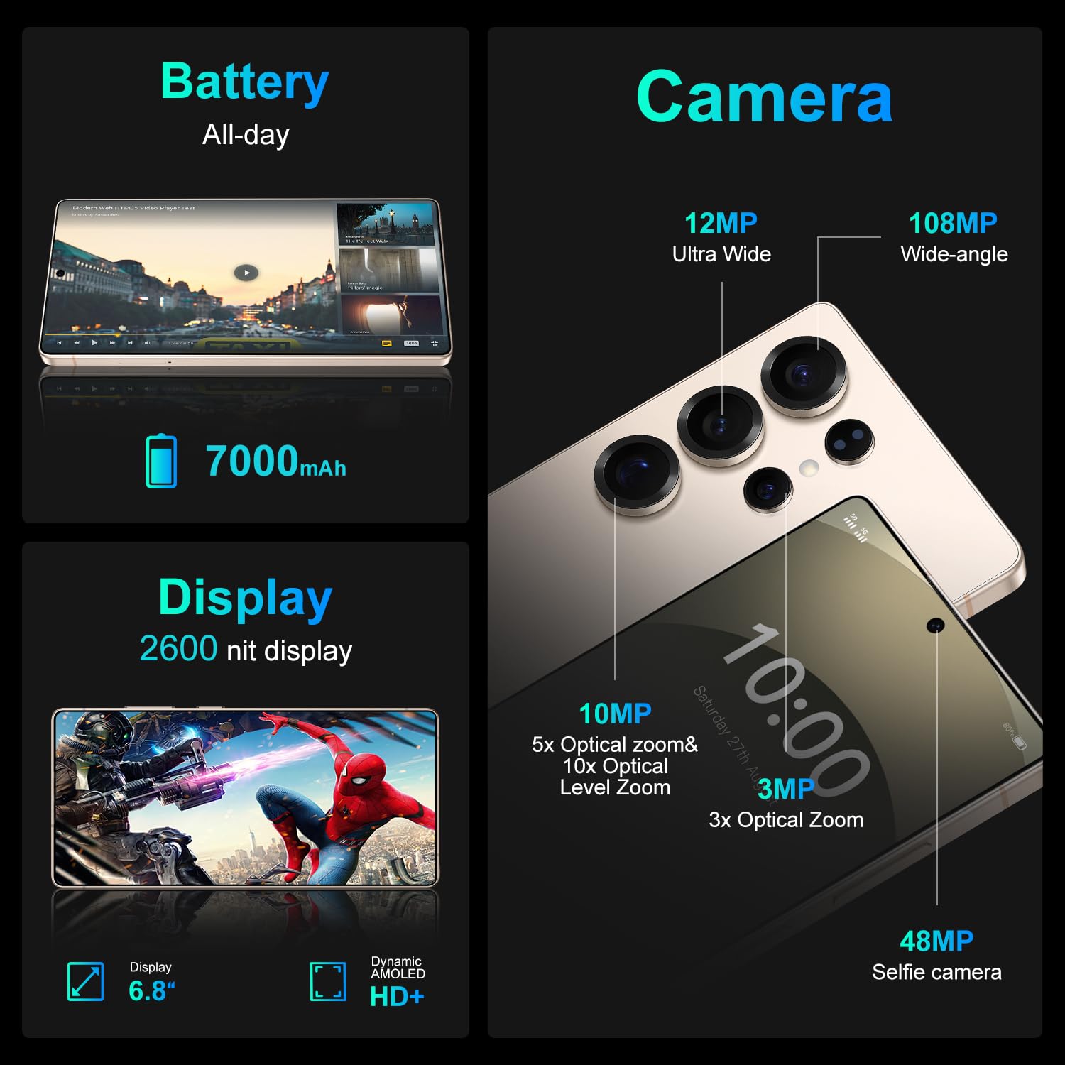 ゴールデン スマートフォン 12GB RAM 512GB ROM ゴールデン